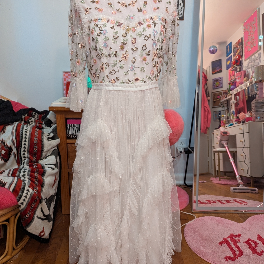 Floral Embroidered Sheer Dress - Picture 3 of 8